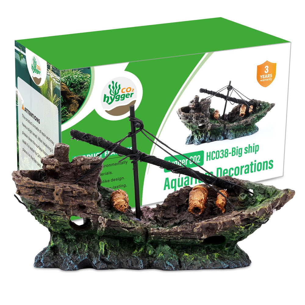 Hygger CO2 escena de naufragio grande, ideal para acuario marino o de agua dulce.