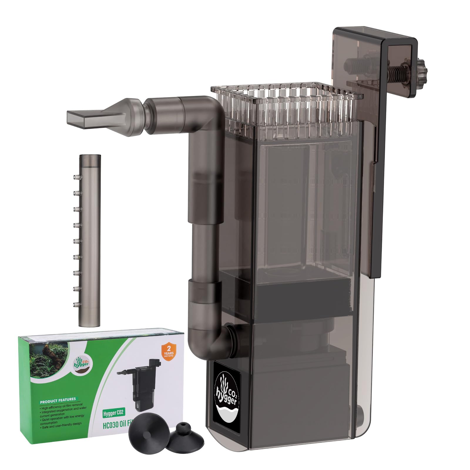 Hygger CO2 skimmer de superficie para acuarios de hasta 50 galones, agua clara.