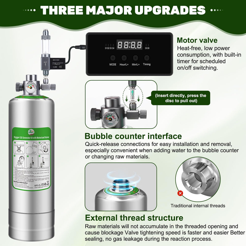 Hygger CO2 Upgraded 5L, tanque robusto para alto flujo de CO2 en acuarios.