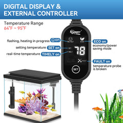 Control externo Hygger para regulación de temperatura con lectura en tiempo real.