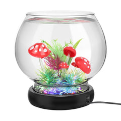 hygger cuenco vidrio redondo con luz LED para acuario claro y atractivo.