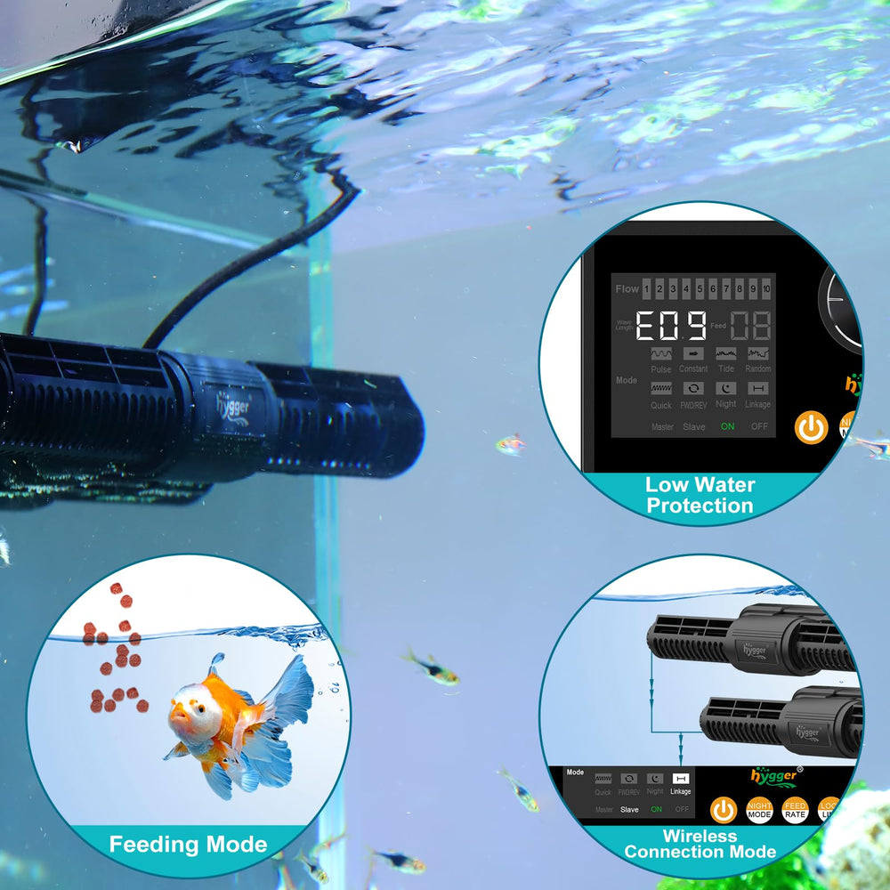 Hygger Generador de Olas Inteligente con sensor de luz para caudal automático.