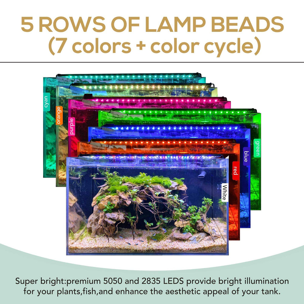 Hygger LED para acuario – diodos 2835/5050: alta durabilidad y limpieza sencilla.