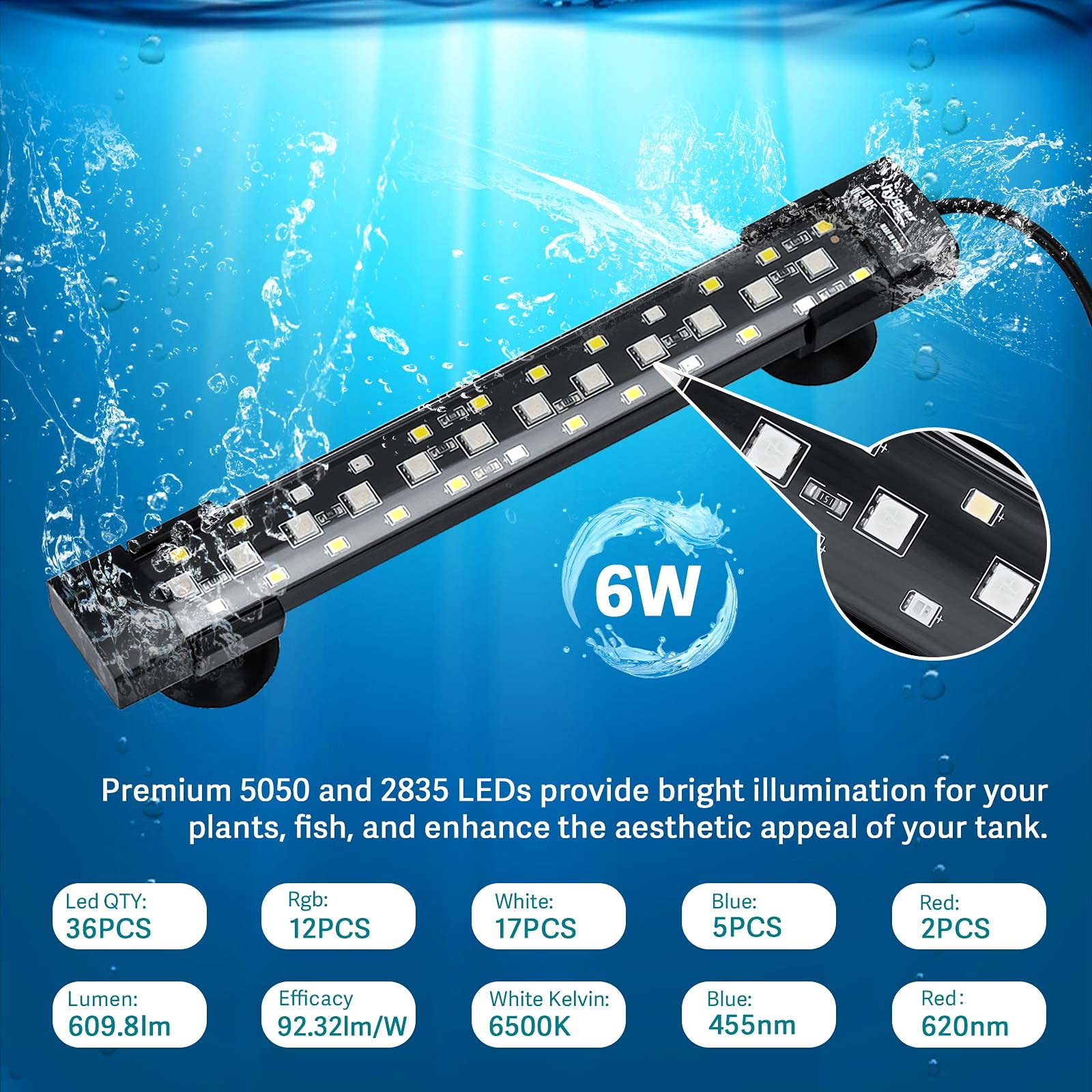 Luz Hygger espectro completo realza colores de peces y plantas