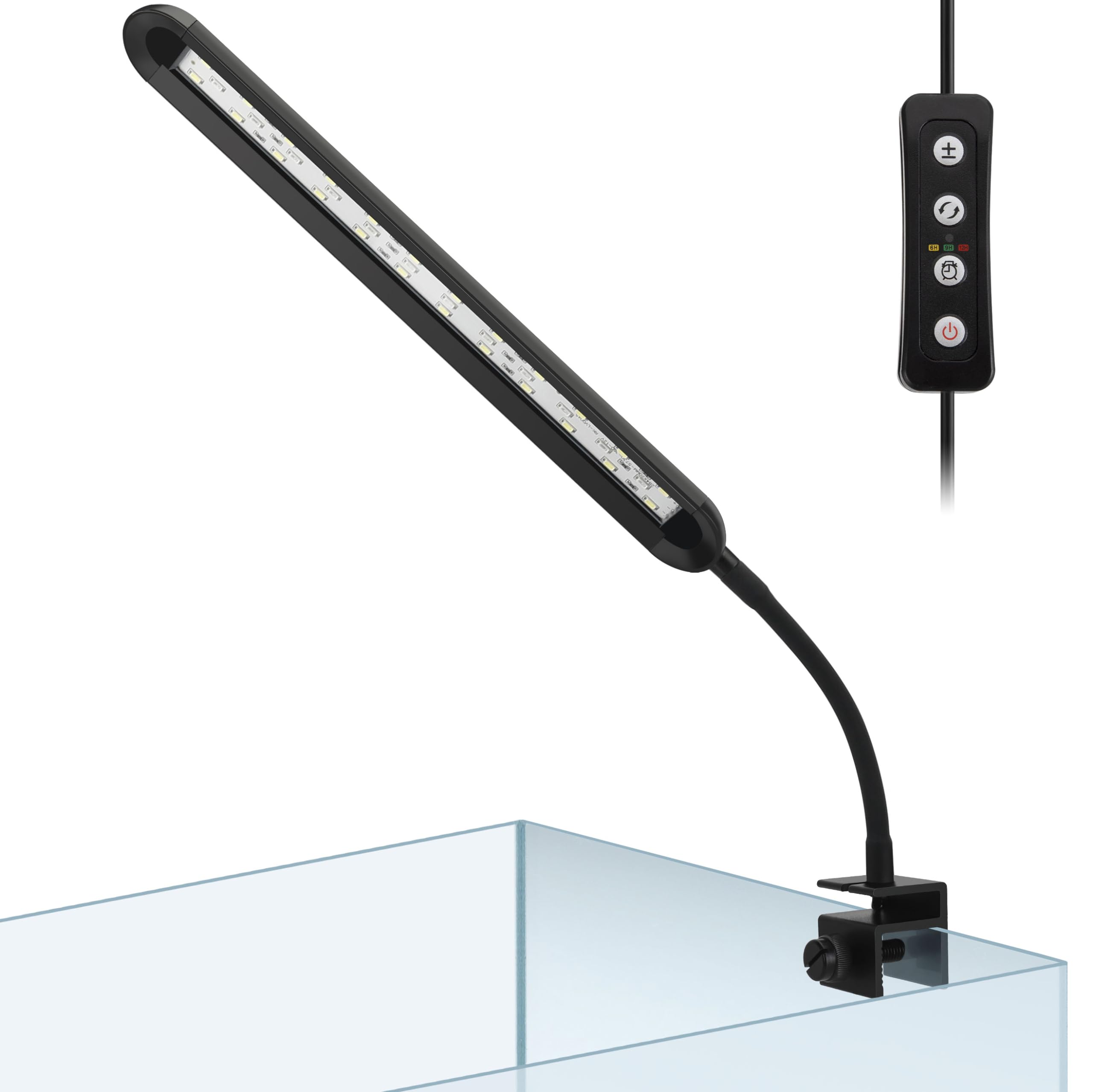 Luz hygger para acuario con clip y ajuste de inclinación para dirigir la iluminación.