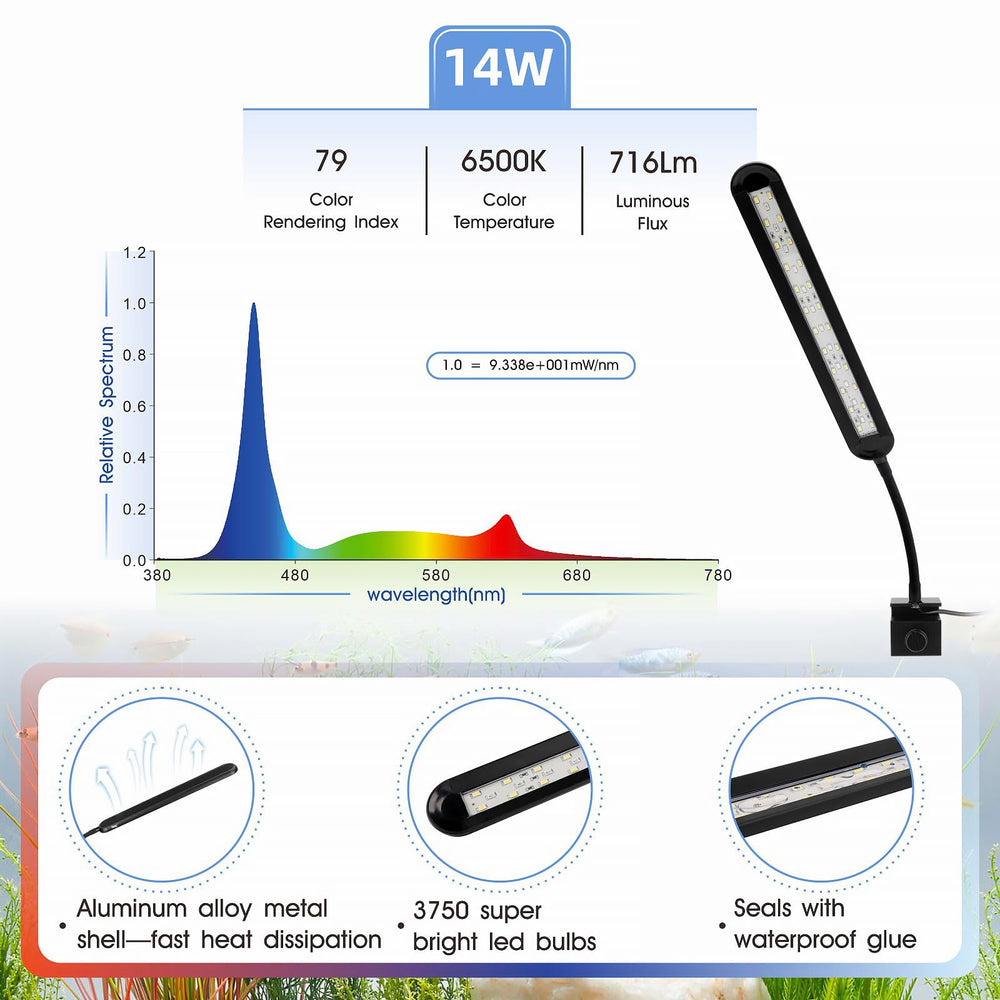 Luz hygger con diodos LED multicolor para resaltar colores de peces.