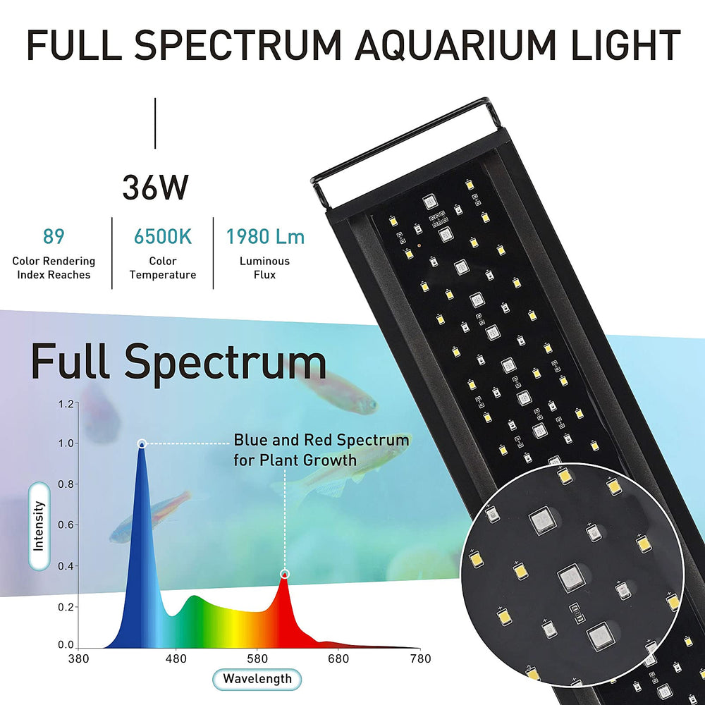 Luz hygger IP68 para acuario, protección contra salpicaduras.