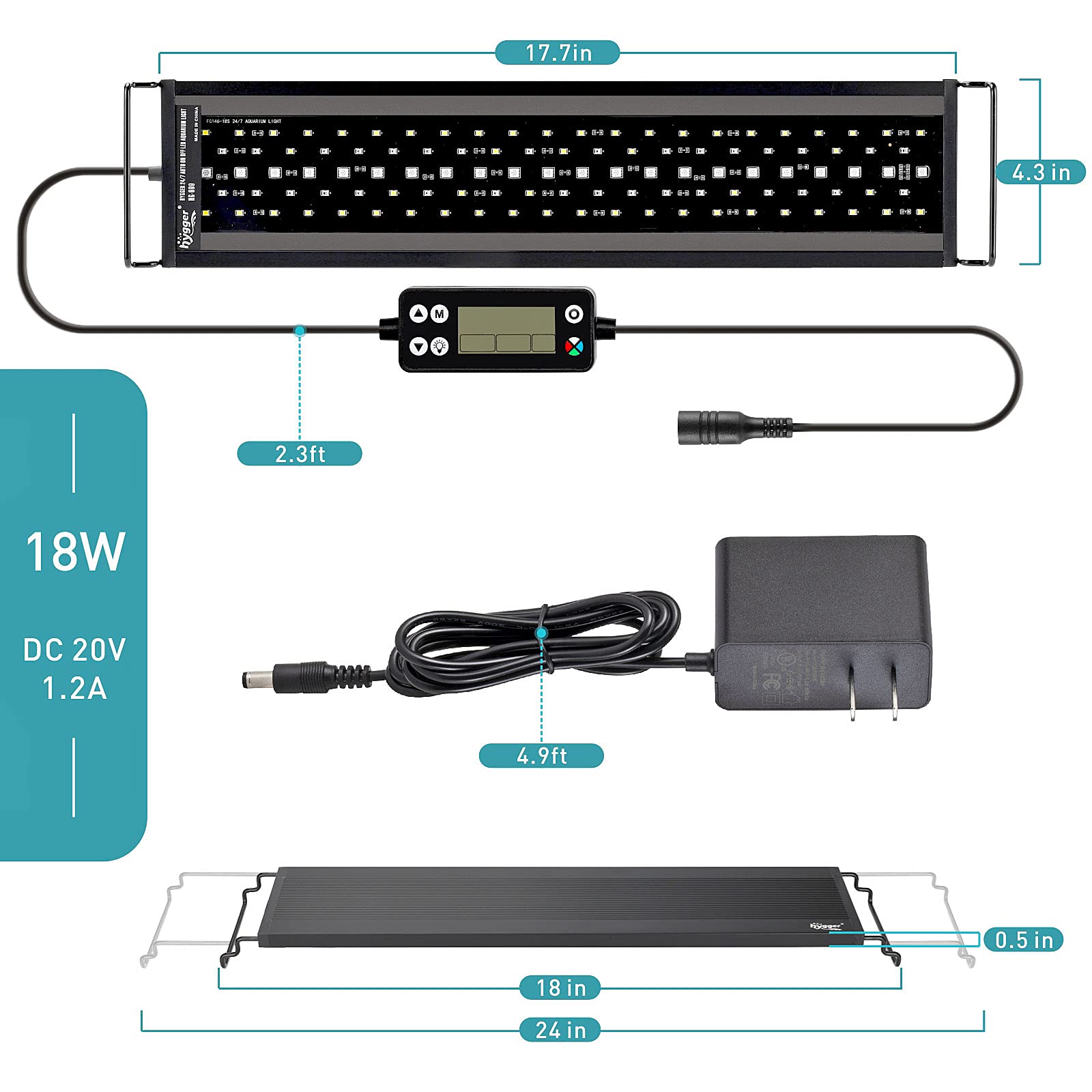 Kit de instalación de luz hygger para acuario listo para usar