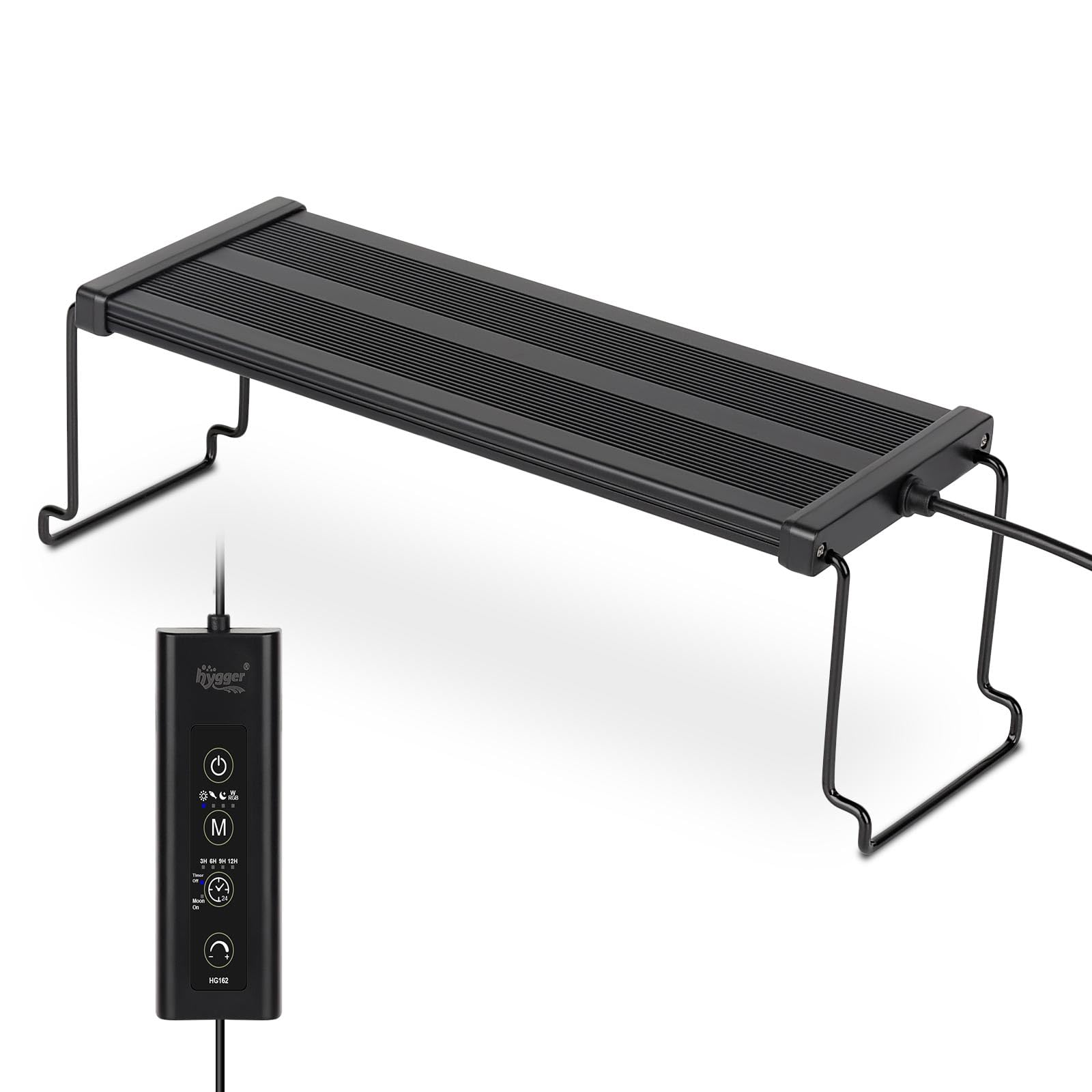 Lámpara hygger para acuario 24/7 muestra iluminación estable y colores vivos.