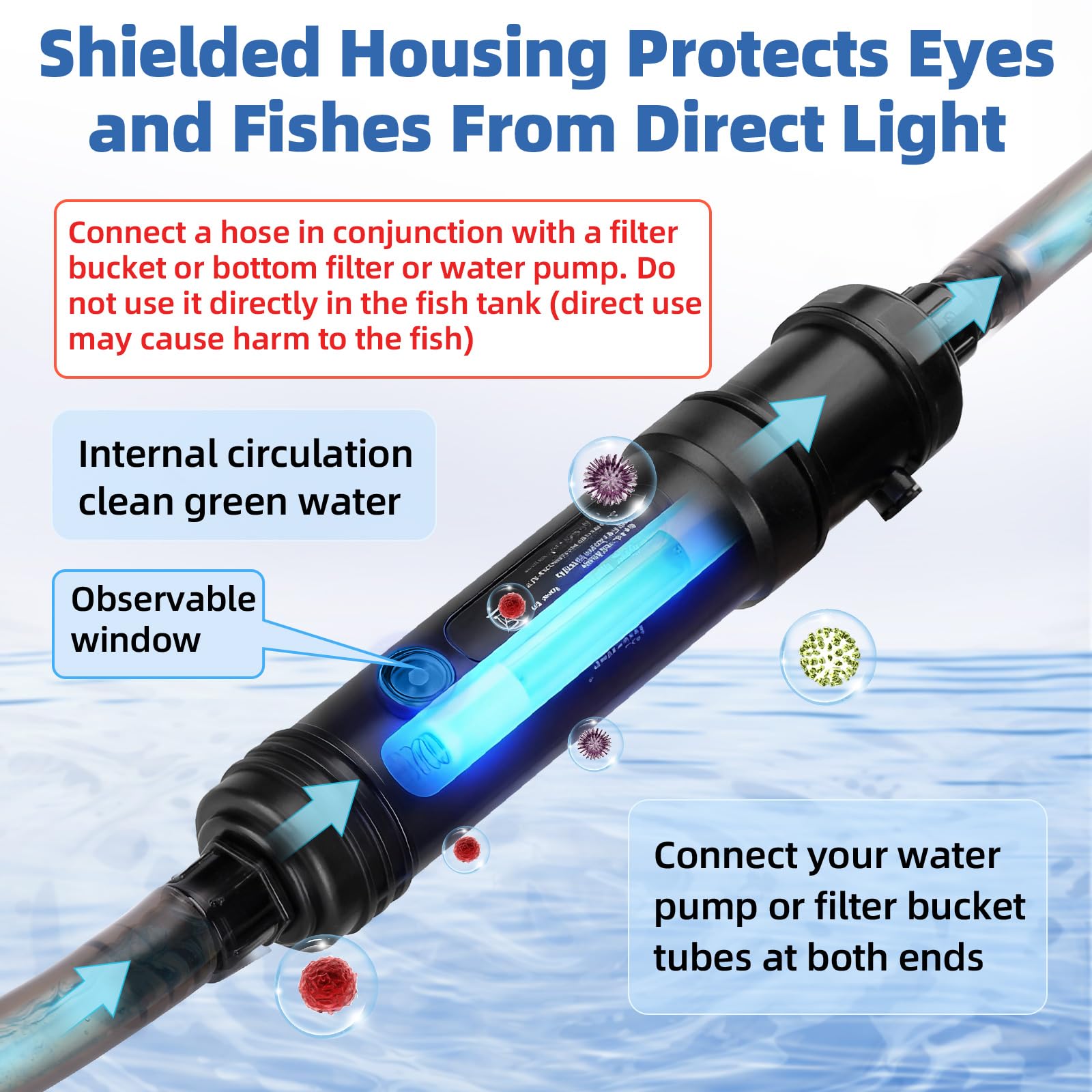Luz UV Hygger para agua verde ofrece claridad para acuarios dulces y salados.