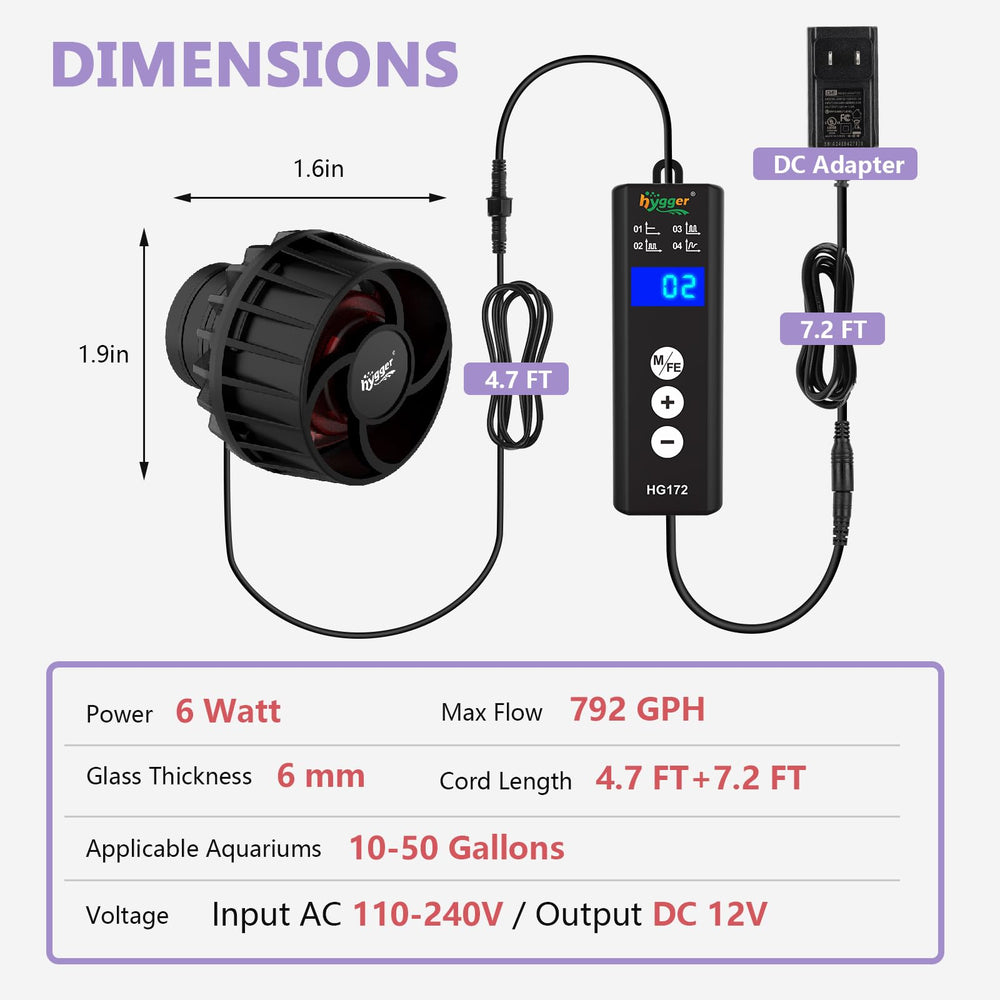 hygger mini impulsor 792 gph funcionamiento silencioso y estable