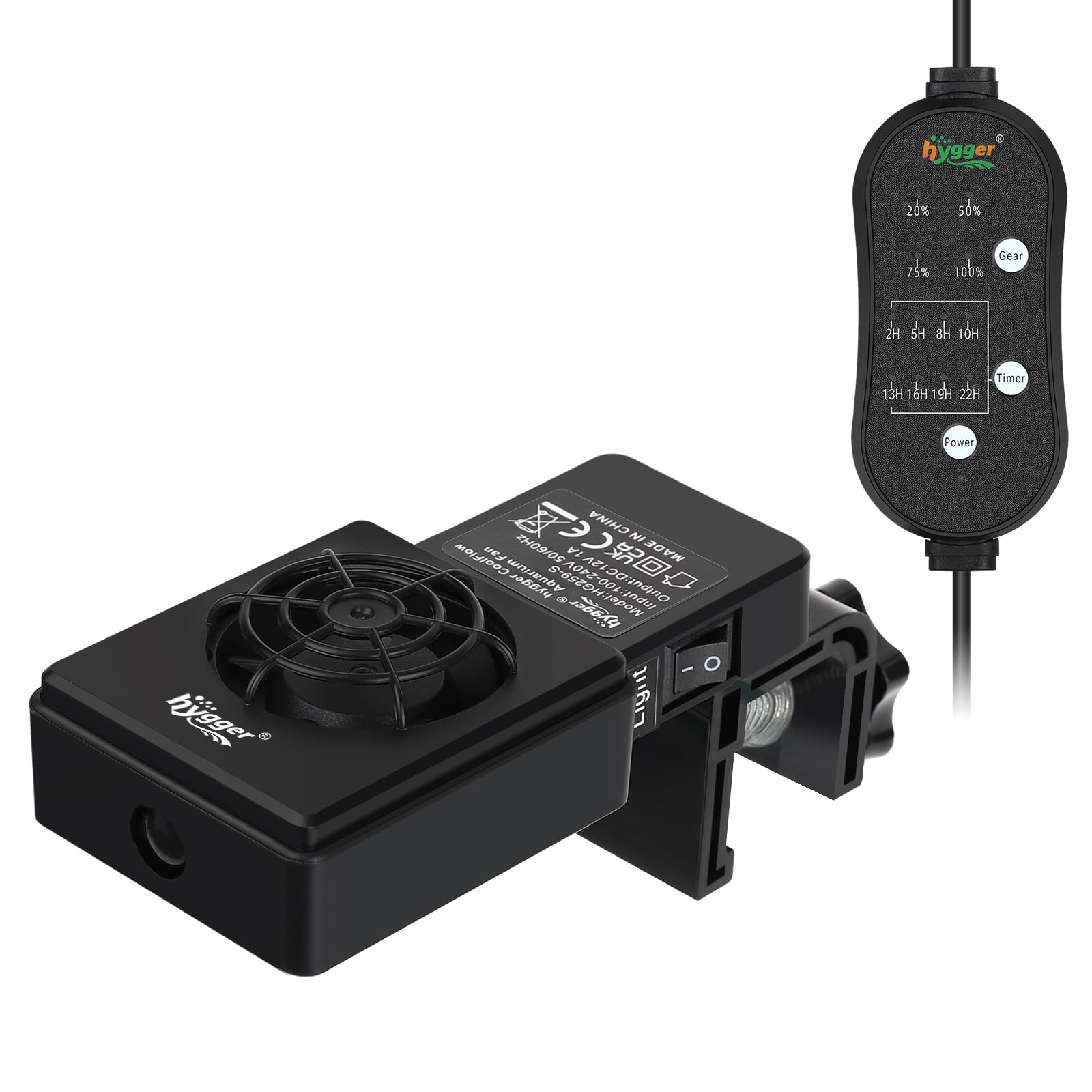 hygger mini-ventilador acuario frontal mejora confort térmico para peces.