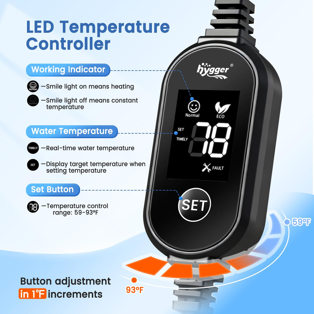 pantalla LED hygger para monitorear la temperatura en tiempo real