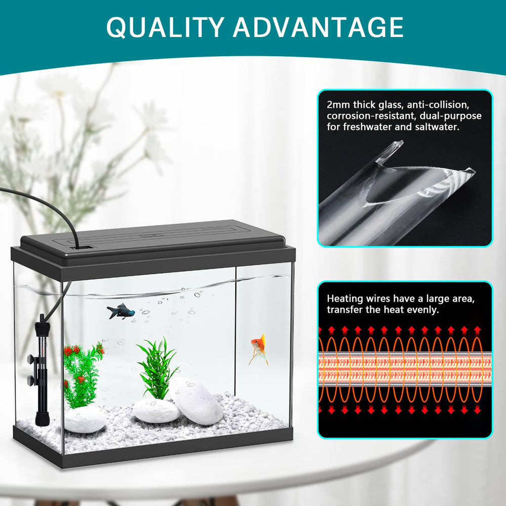 Hygger termostato acuario 200W con fijación robusta para instalación.