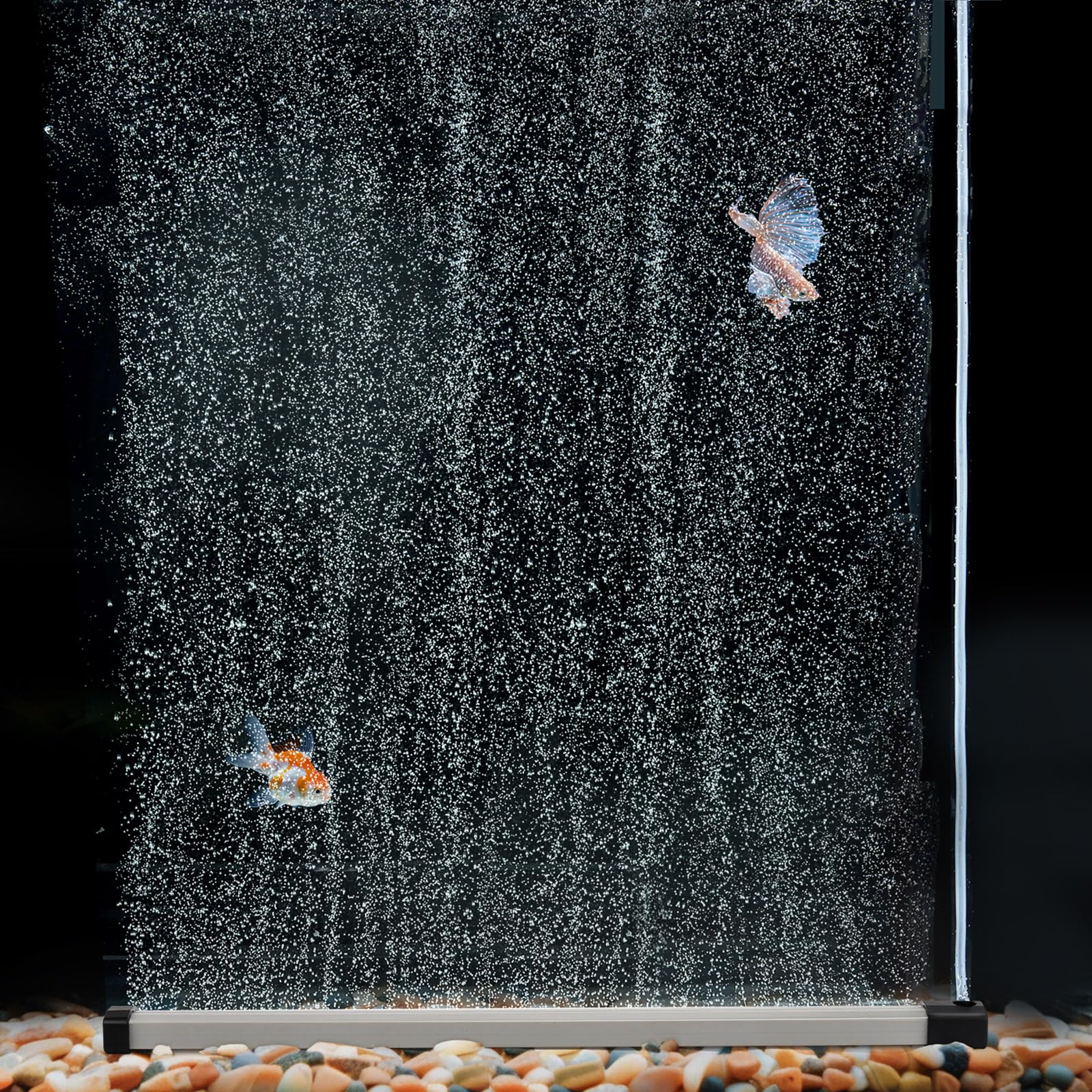 hygger tira de burbujas en acuario durante la instalación con burbujas suaves