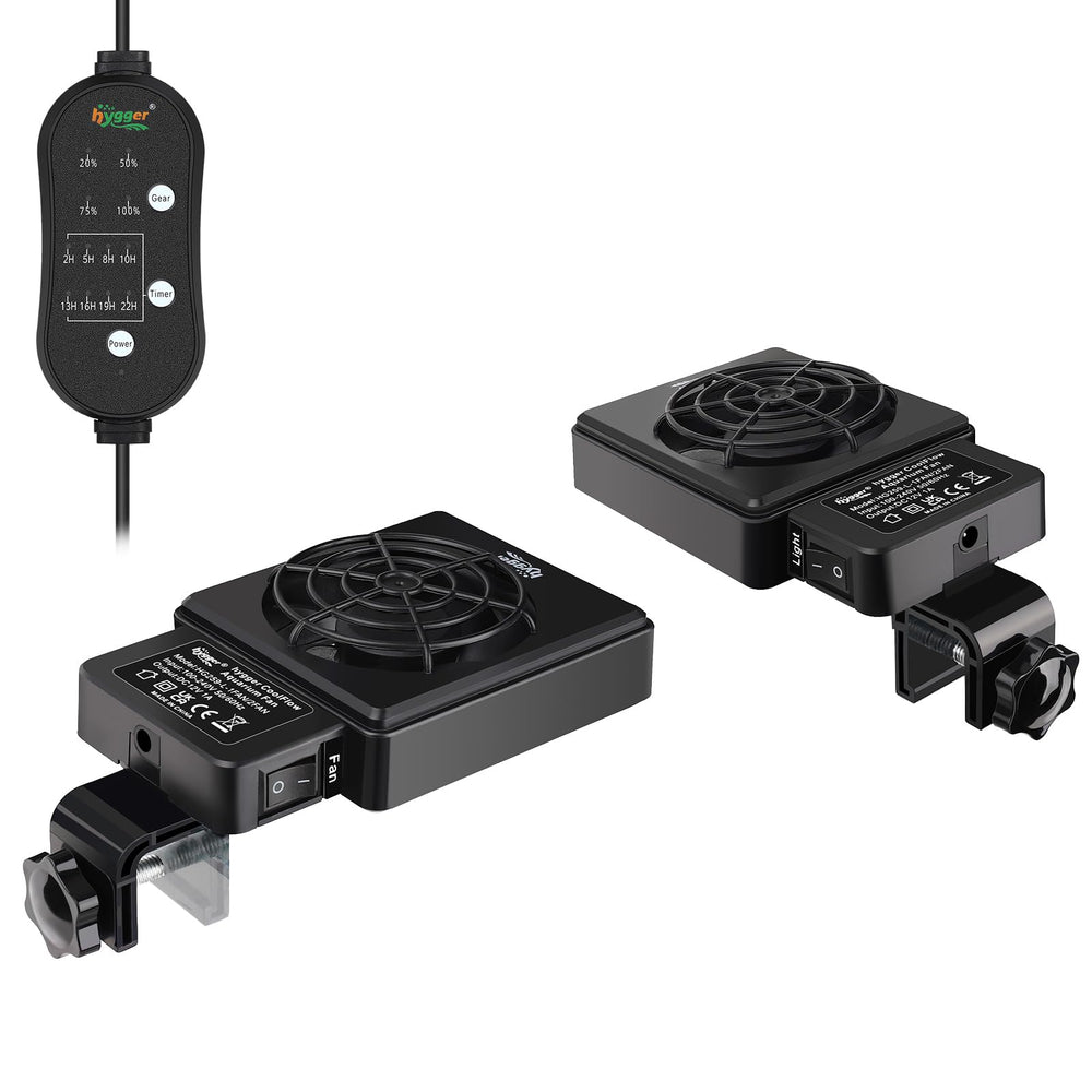 Ventilador hygger para acuario con axolotl ofrece control de temperatura y confort