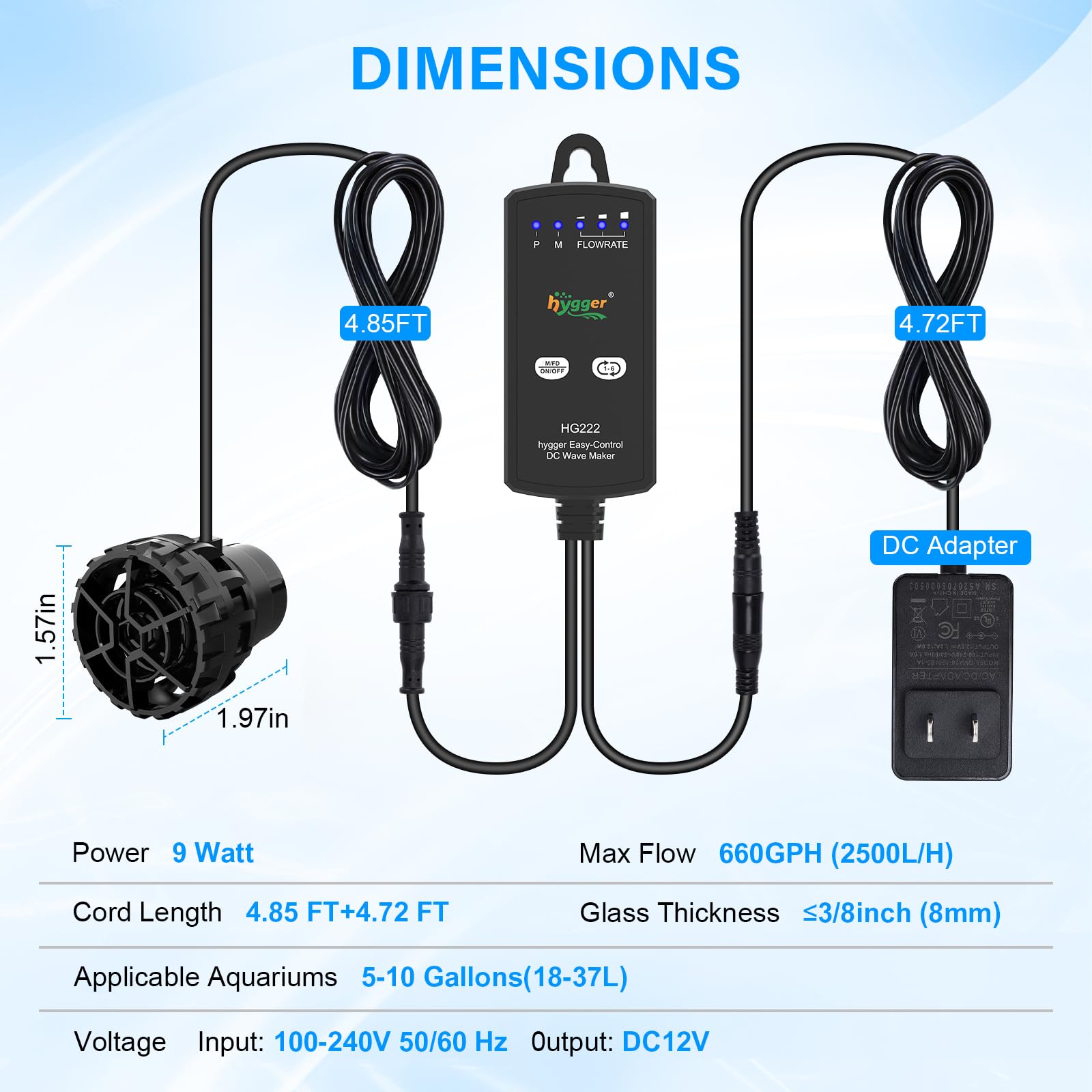 Hygger Wave Maker operación silenciosa para acuario tranquilo