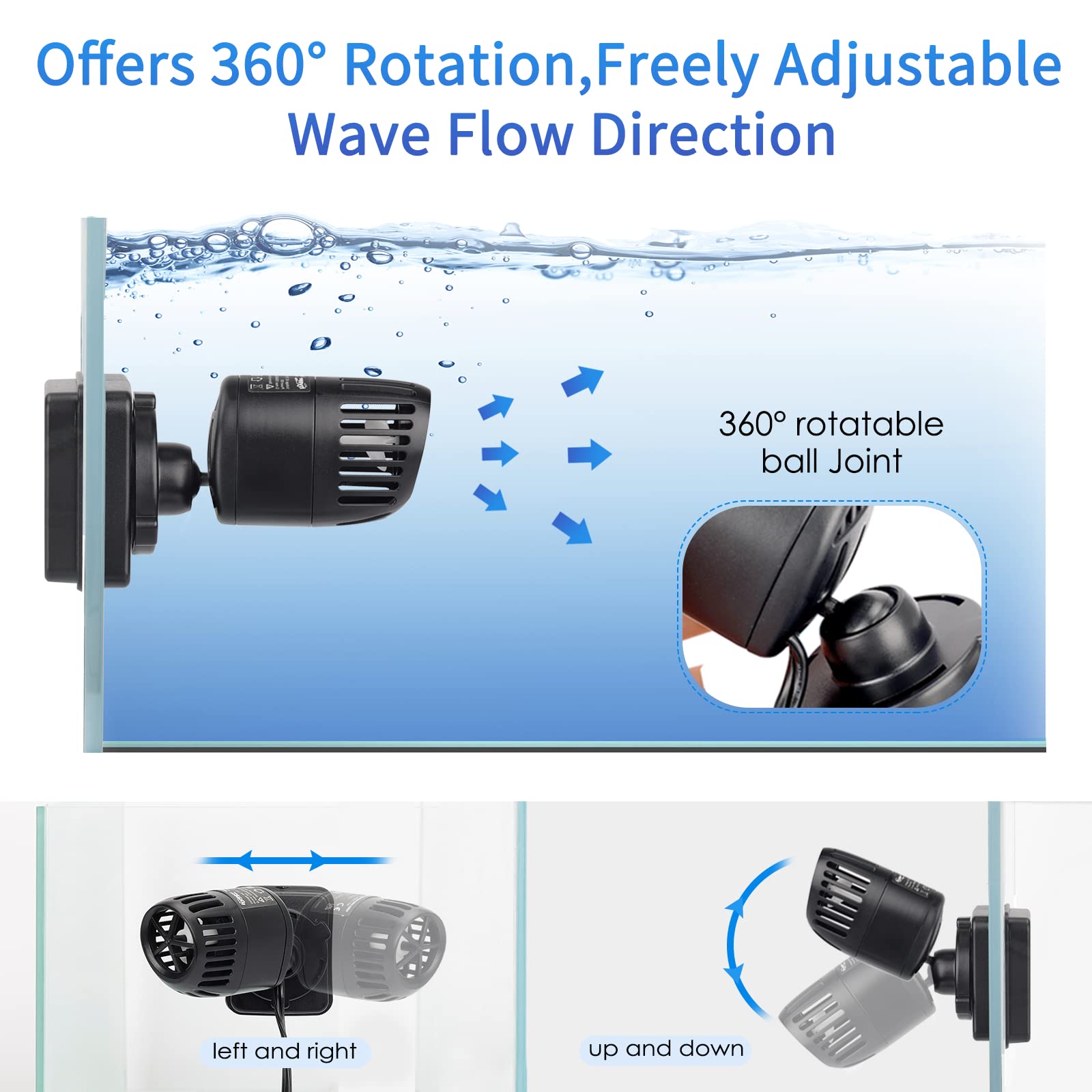 hygger Wave Maker con sujeción magnética para instalación rápida y estable en vidrio