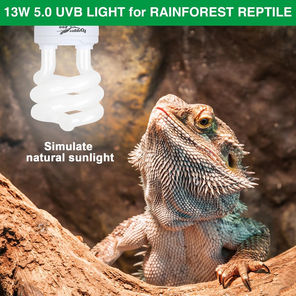 Lampara Hygger Zoo UVB 5.0 para reptiles: mayor intensidad UVB para vitalidad.