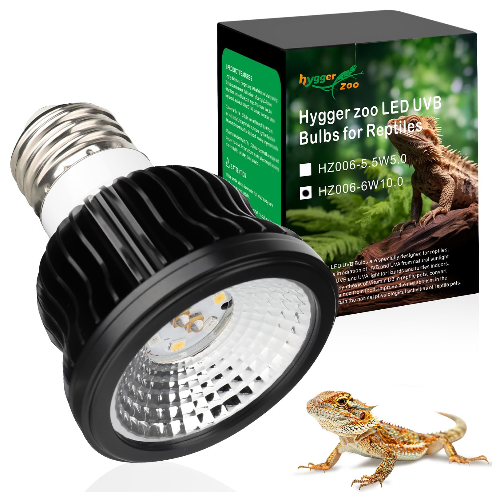 Lámpara UVB 6W Hygger Zoo para reptiles favorece la absorción de calcio