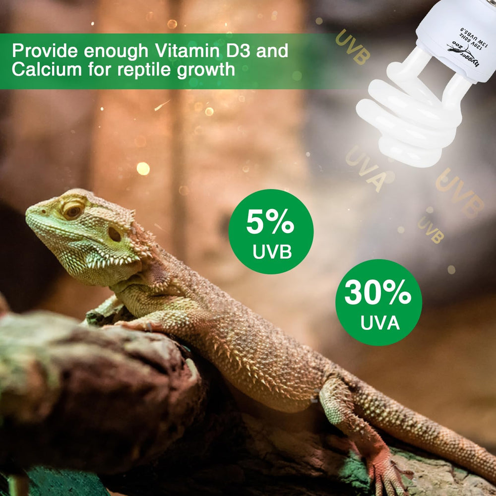 Luz Hygger Zoo UVB para serpientes: aporta UVB imprescindible para el metabolismo.