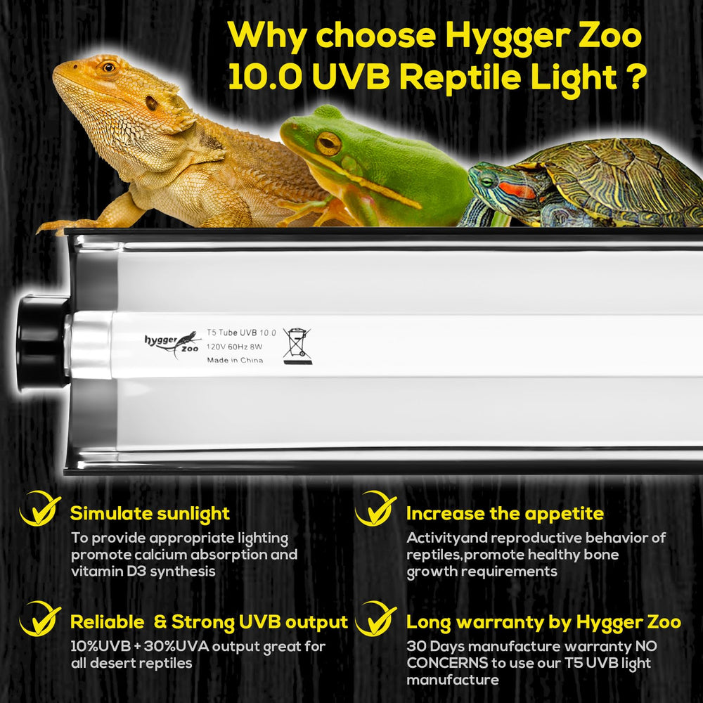 Hygger Zoo T5 Luminaria con reflector de aleación potencia UVB