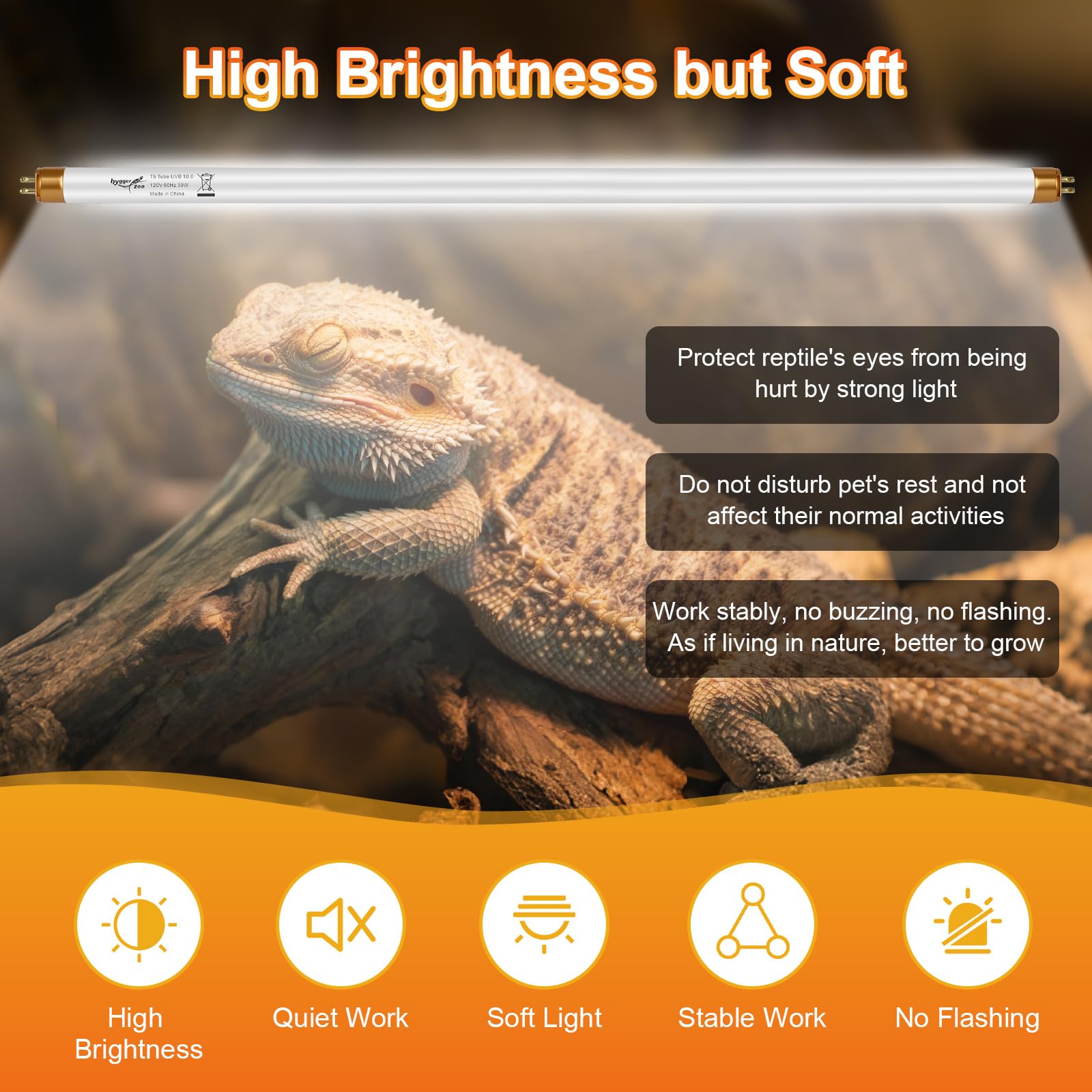 Hygger zoo T5 UVB luz-suave, protege ojos de reptiles