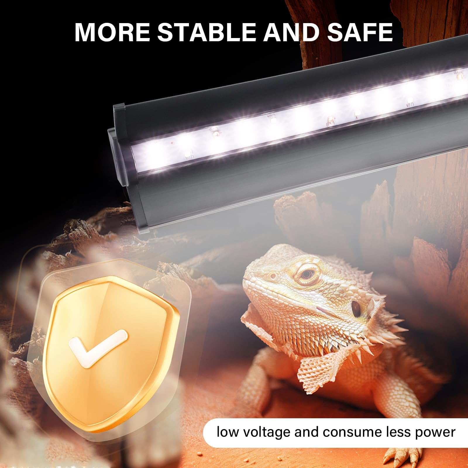 Hygger Zoo UVB 12 pulgadas tortuga, ideal para acuario y luz natural simulada.