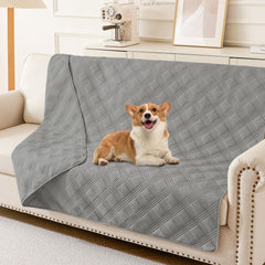 Cobija impermeable hyha para perros en salón, protege el sofá ante manchas y humedad.