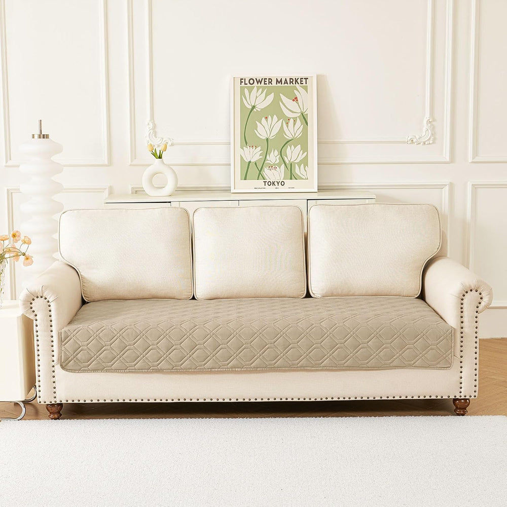 Cubre sofá Hyha reversible, dos colores taupe para decorar.