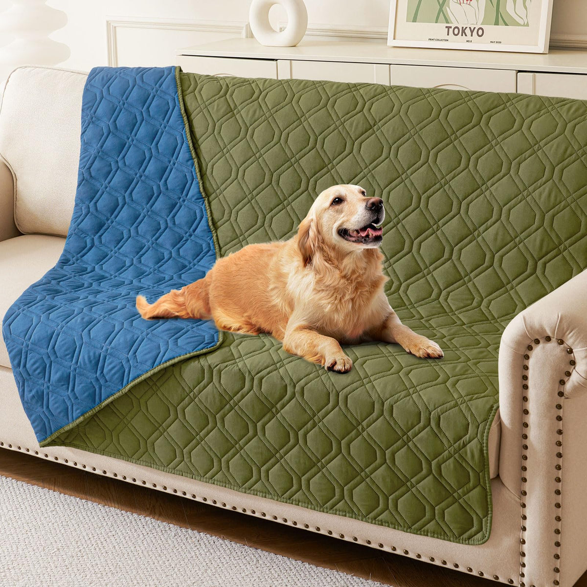 hyha funda impermeable para perros, 52x82 pulgadas, protege cama y sofá de manchas.