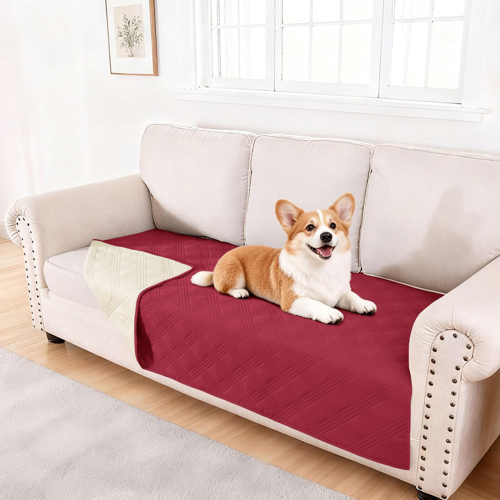 Manta hyha impermeable para perro, vista frontal, protege sofá y mantiene seco.