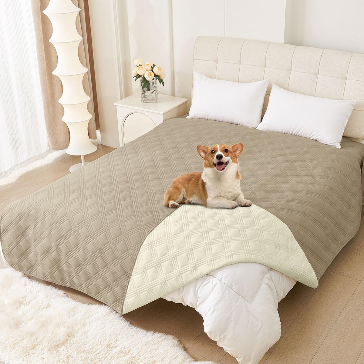 Manta hyha impermeable para perros, 82x102 cm en marrón topo protege el sofá.