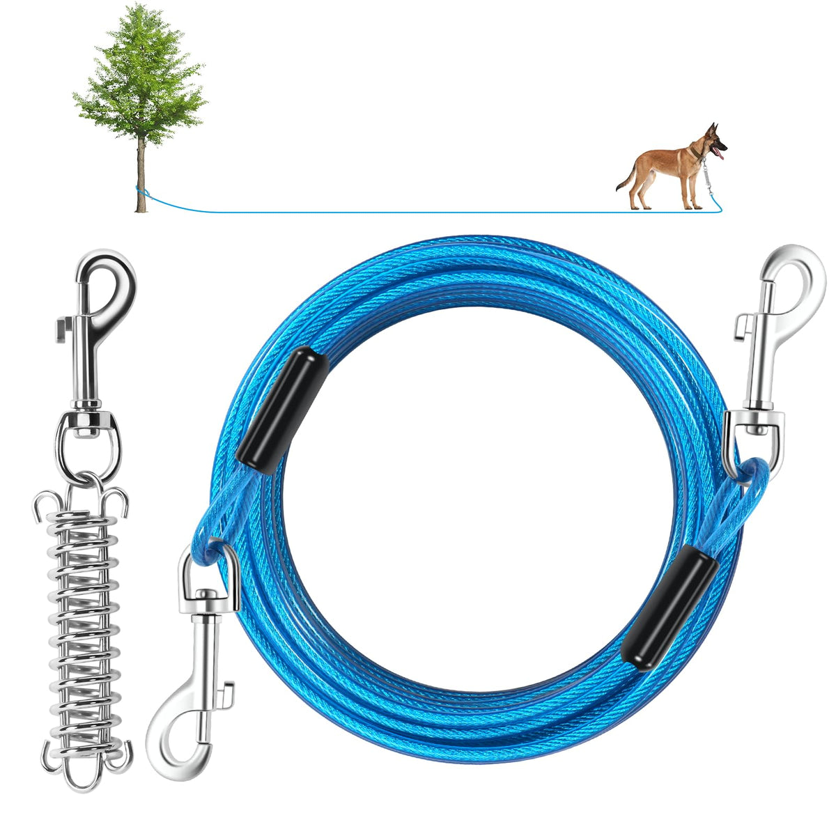 Hyhjh cable de amarre para perro 30 pies; seguridad al aire libre.