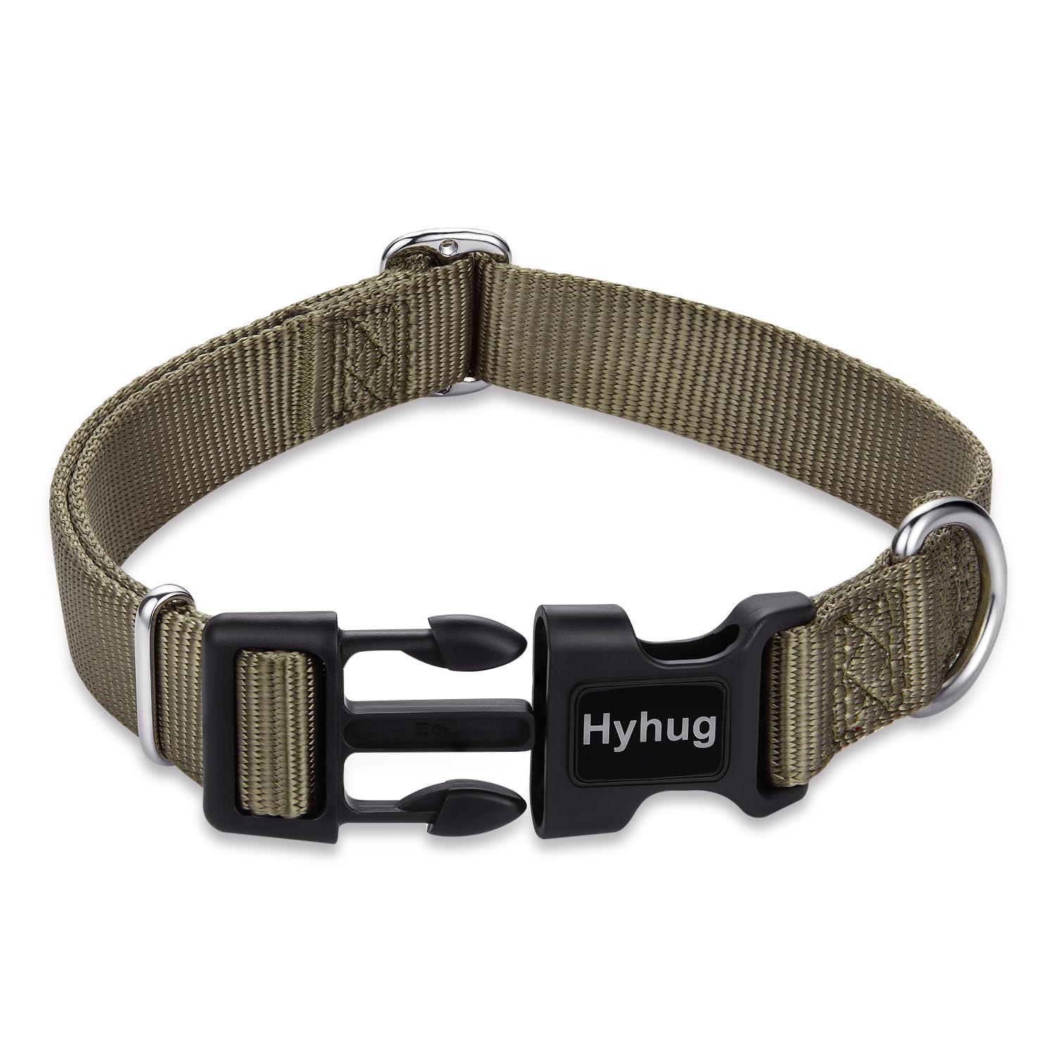 Hyhug con espacio para placa y correa, diseño clásico para uso diario.