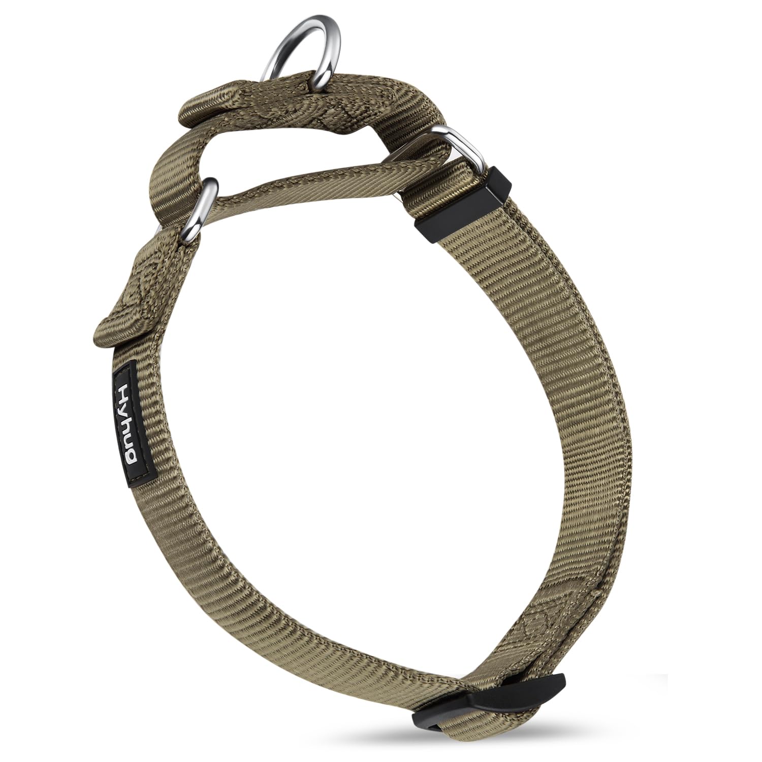Collar Hyhug Martingale para perro mediano verde con costuras reforzadas para durabilidad.