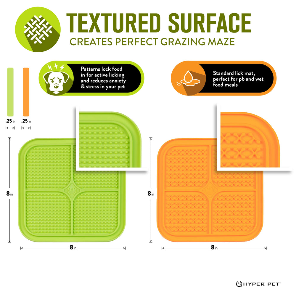 Hyper Pet IQ Treat Lick Mat, diseño en cuadrantes para control de porciones.