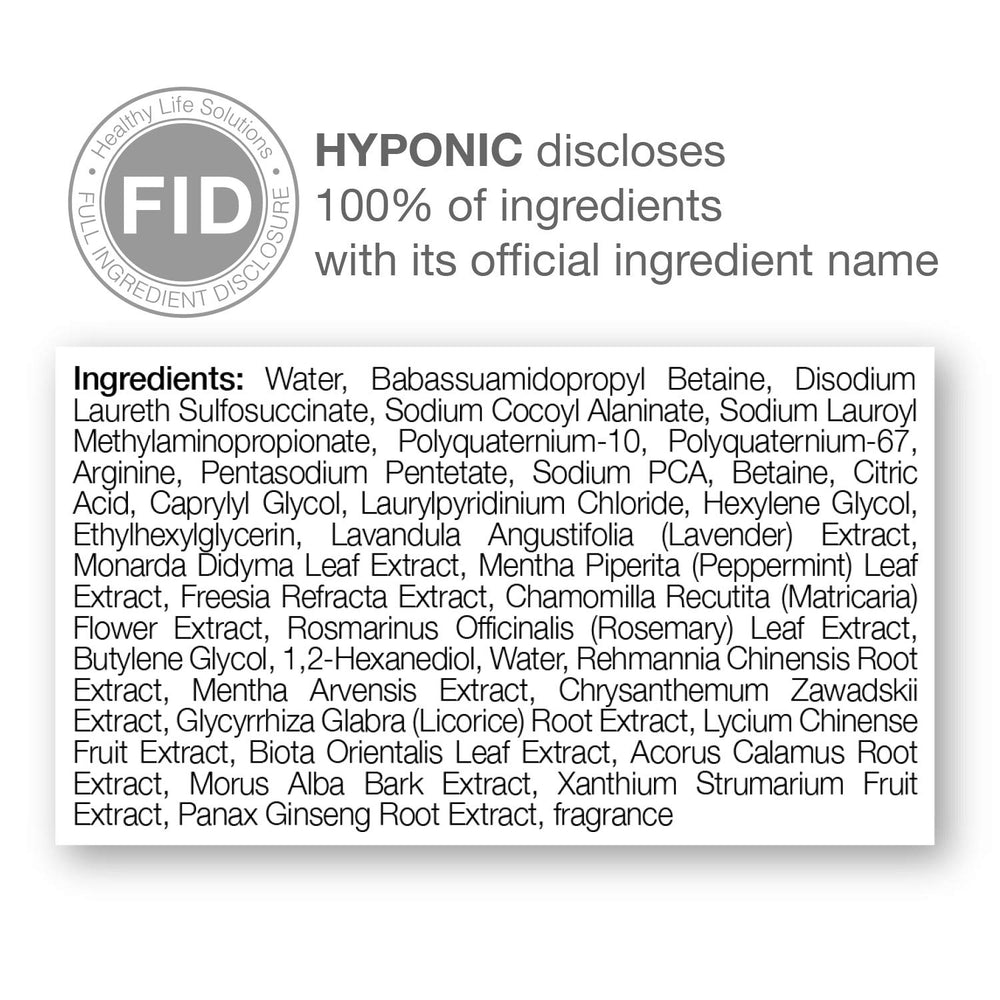 HYPONIC Champú hipoalergenico, extracto de te-verde y aloe vera.
