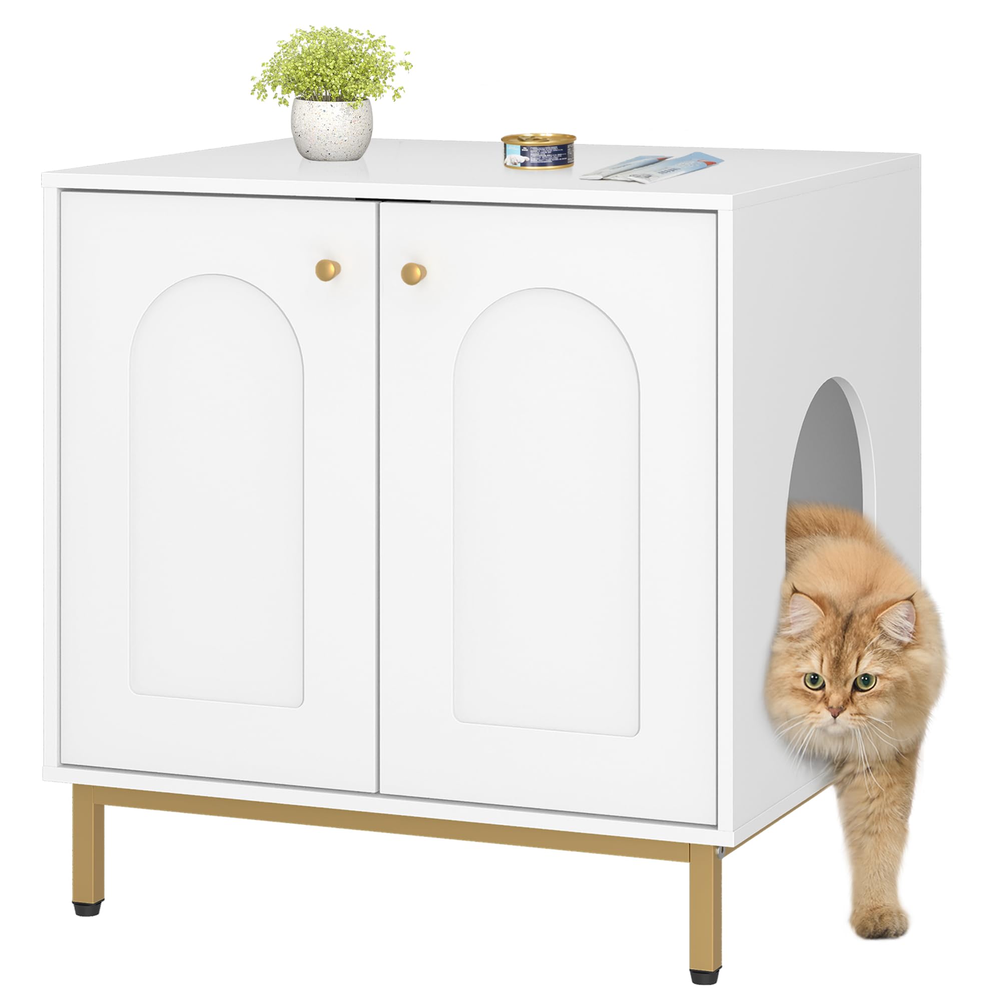 Hzuaneri caja de arena para gatos oculta en mueble ofrece privacidad y menor olor.