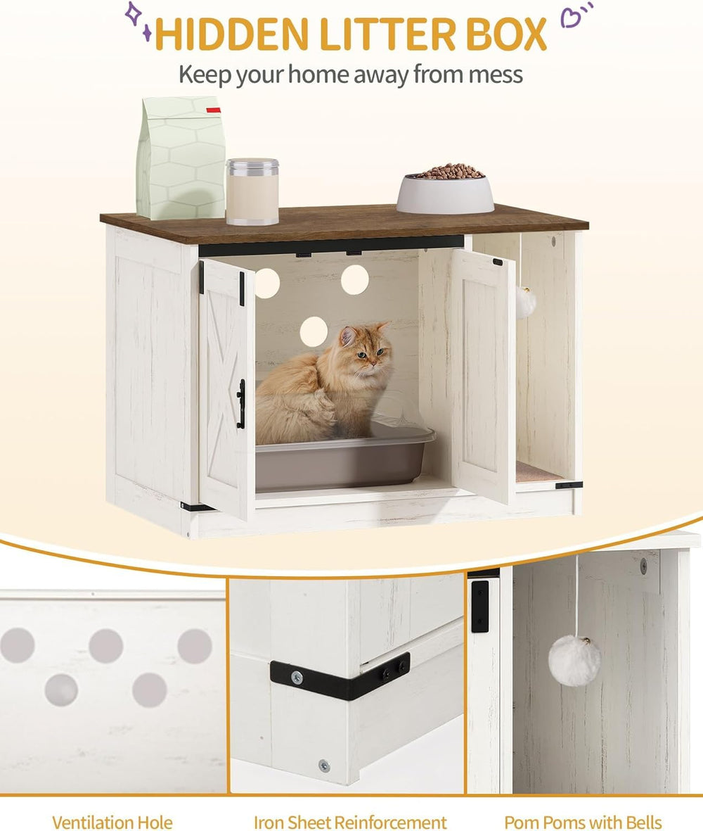 Bola de rascar con campana en la caja-arena-oculta para entretenimiento felino.