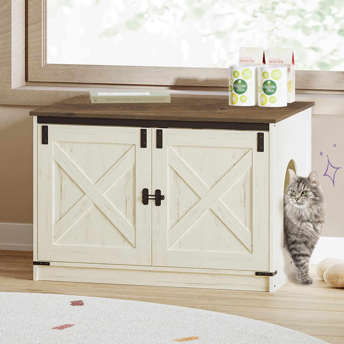 Caja oculta para gato de Hzuaneri con cojín, espacio privado y cómodo.