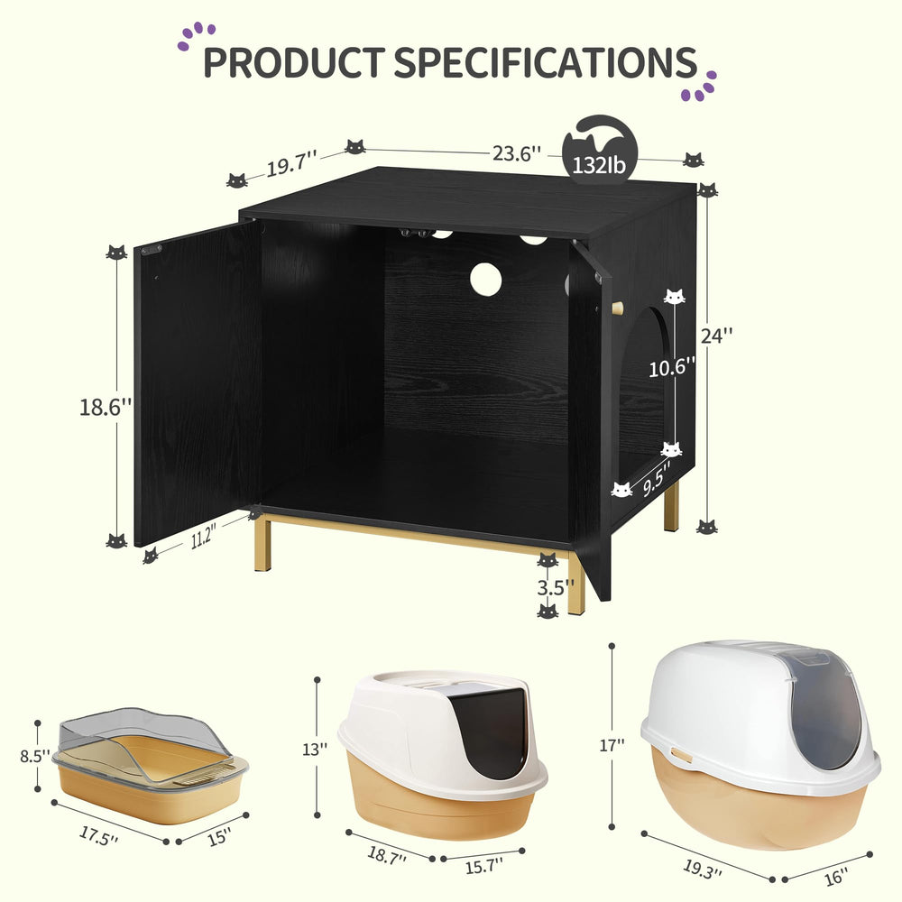 Hzuaneri caja oculta con entrada lateral ajustable para comodidad del gato.