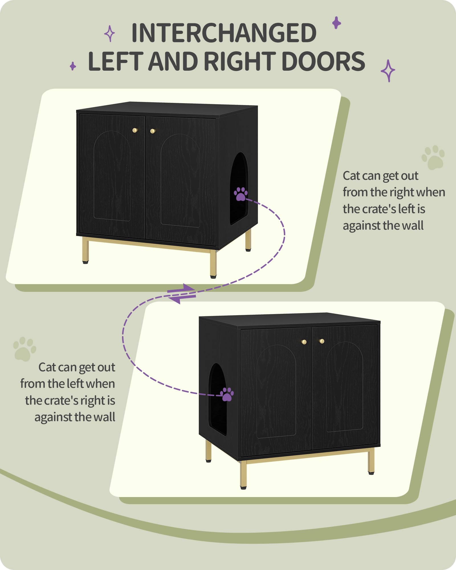 Hzuaneri caja oculta para gato con puerta interior para limpieza fácil.
