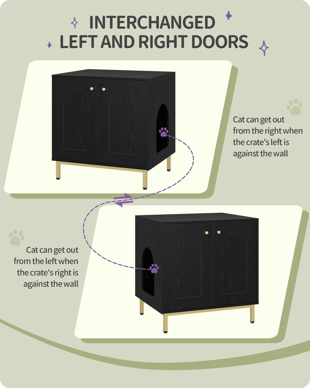 Hzuaneri caja oculta para gato con puerta interior para limpieza fácil.