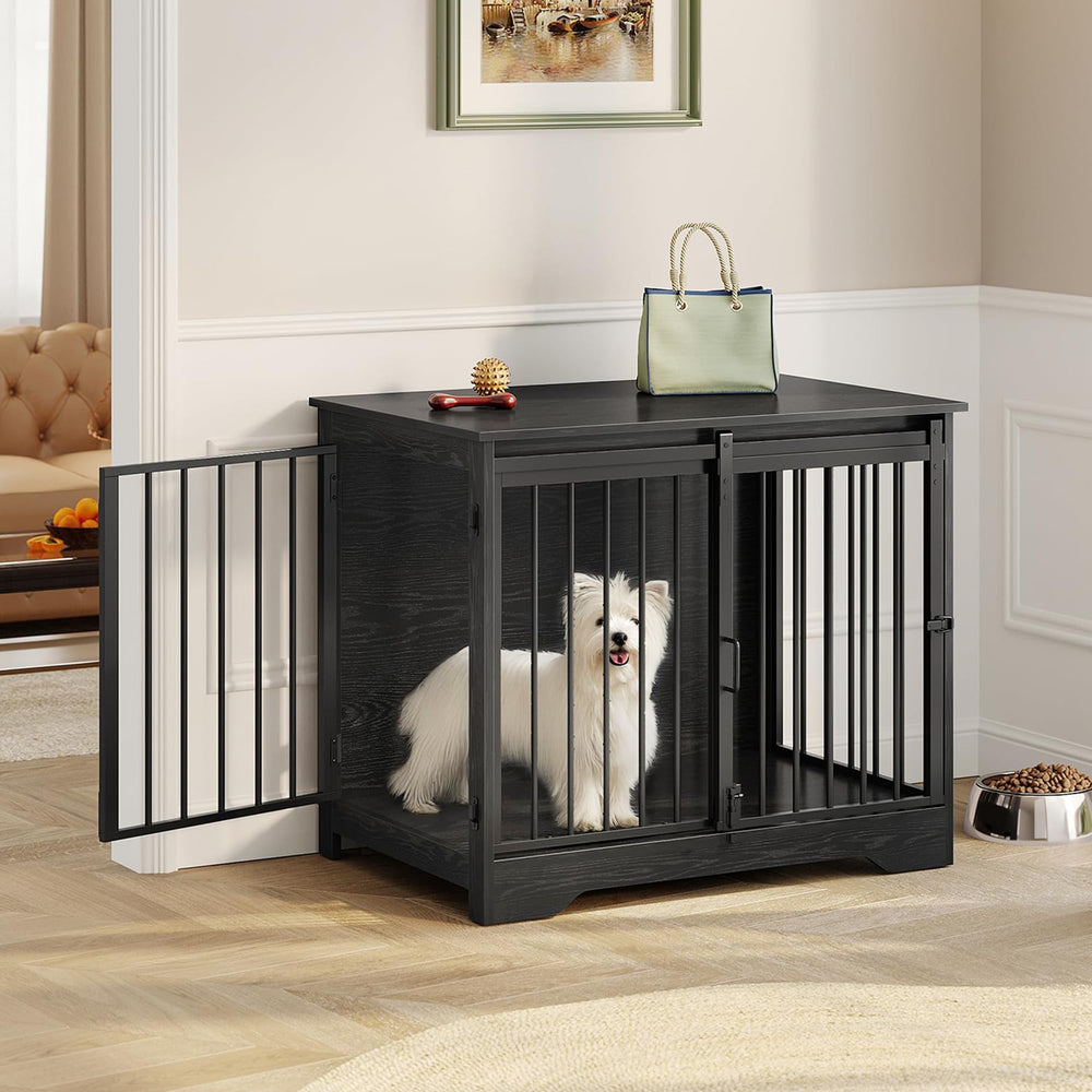 Hzuaneri caja-perro-acabado-negro aspecto elegante y fácil de limpiar