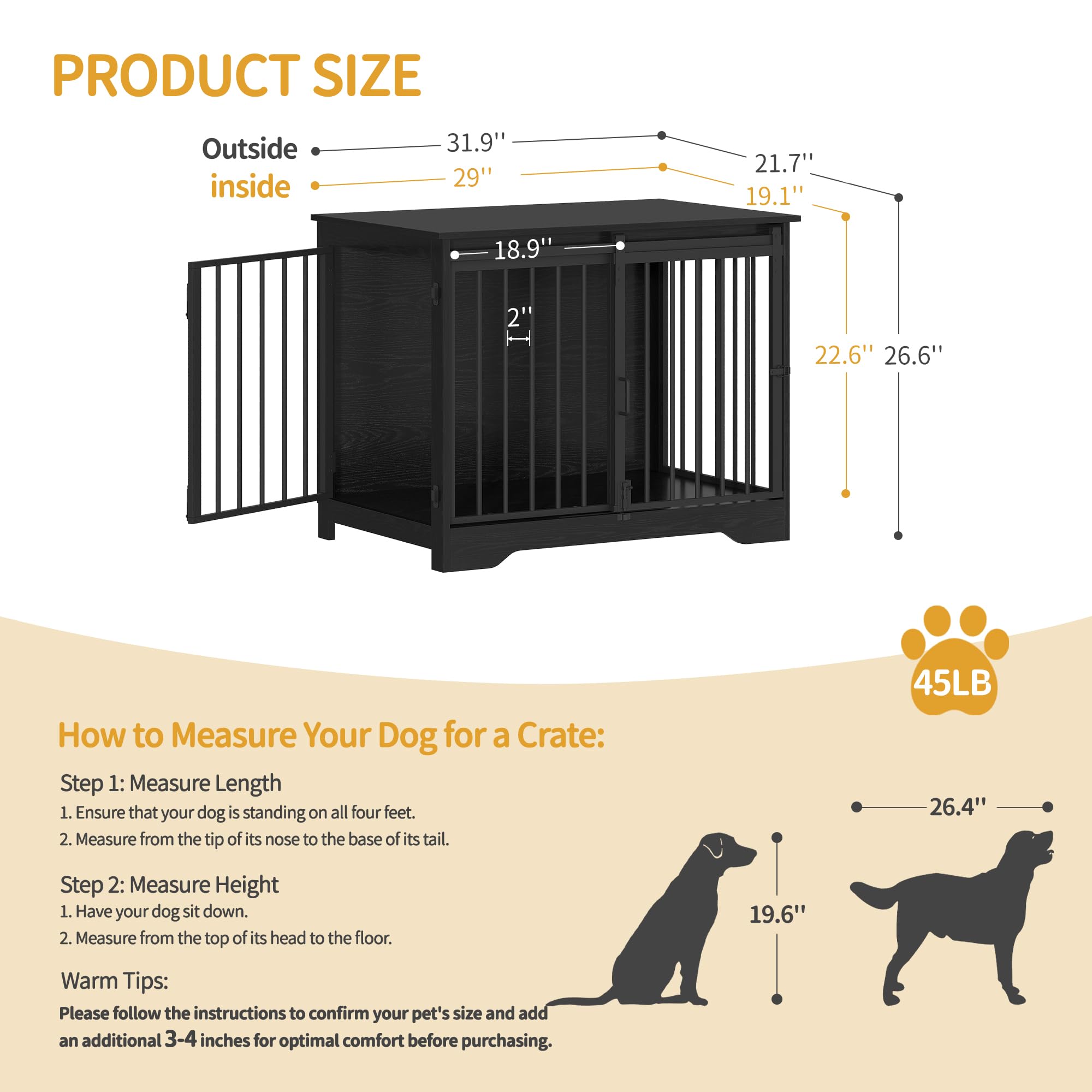 Hzuaneri caja-perro-doble-puerta facilita acceso cómodo en casa