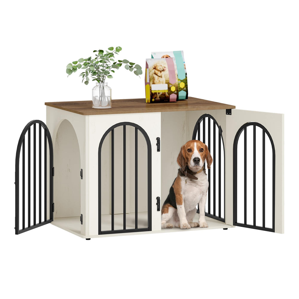 Hzuaneri caja perro madera 31-5 pulgadas frente arco: descanso seguro.