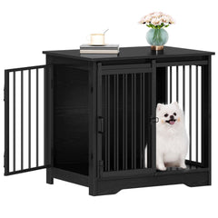 Hzuaneri caja-perro-mueble con puerta barn negra: descanso cómodo en casa.