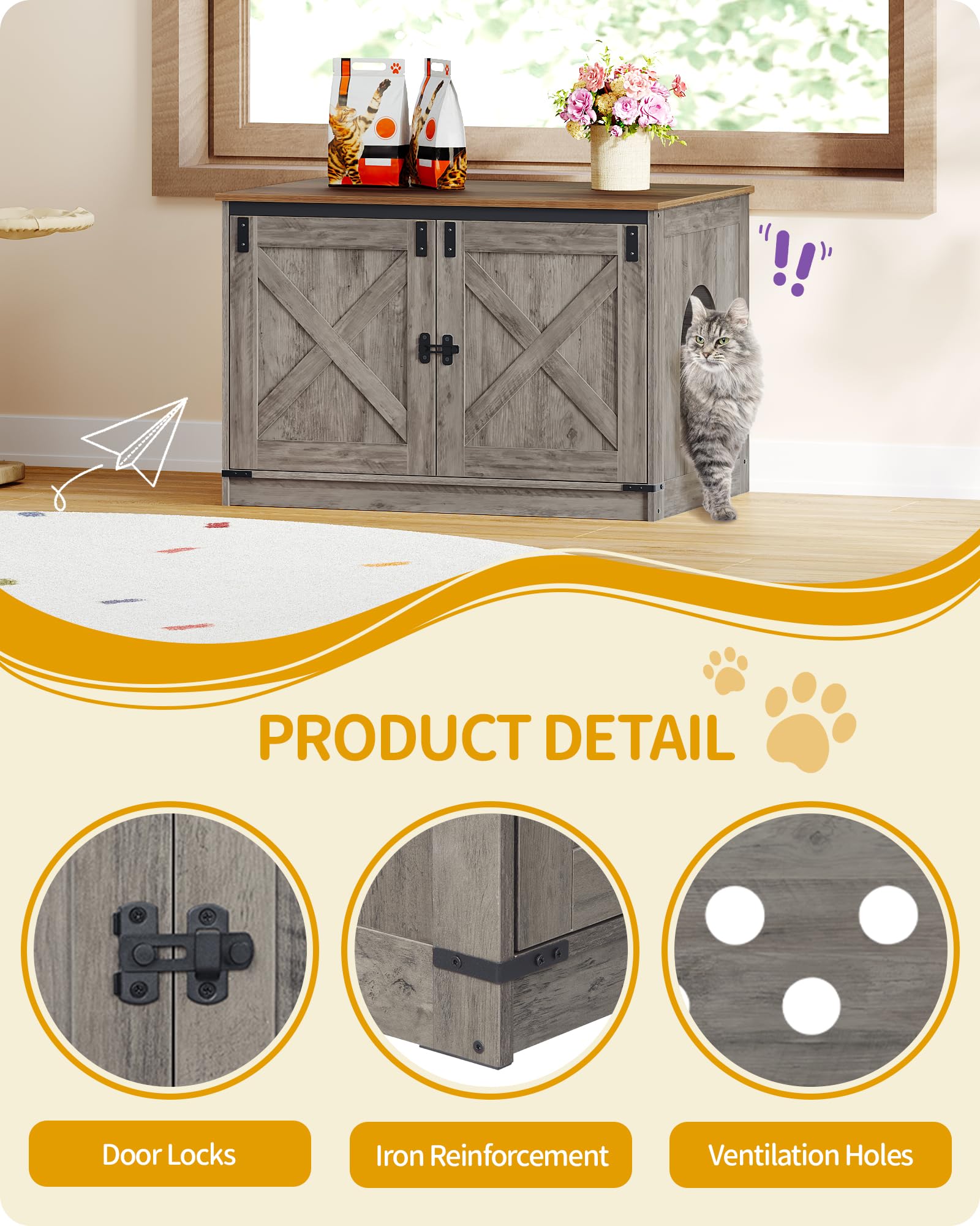 Dimensiones flexibles de arenero compatibles con Hzuaneri en gris-beige.