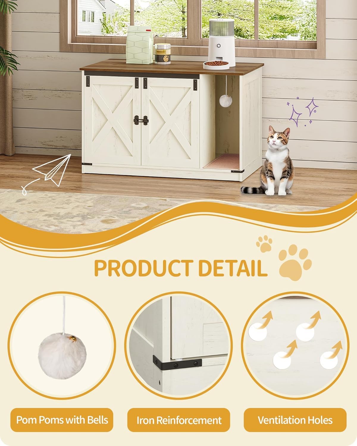 Diseño rústico para hogar con estilo granja para gato Hzuaneri
